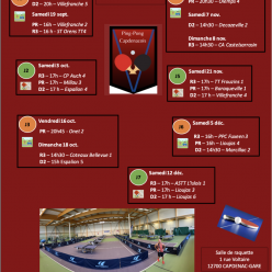 Calendrier du championnat par équipe (Phase 1)